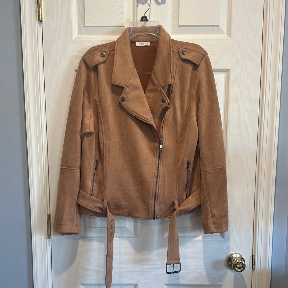 Lush Brown Faux Suede Women's Moto Jacket